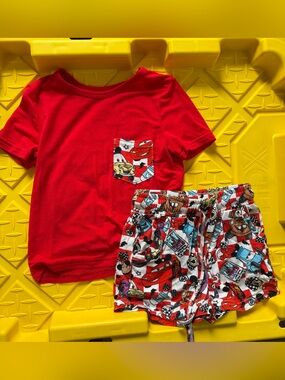 Weiwei Bamboo Cars Print Shorts Matching Daywear Set